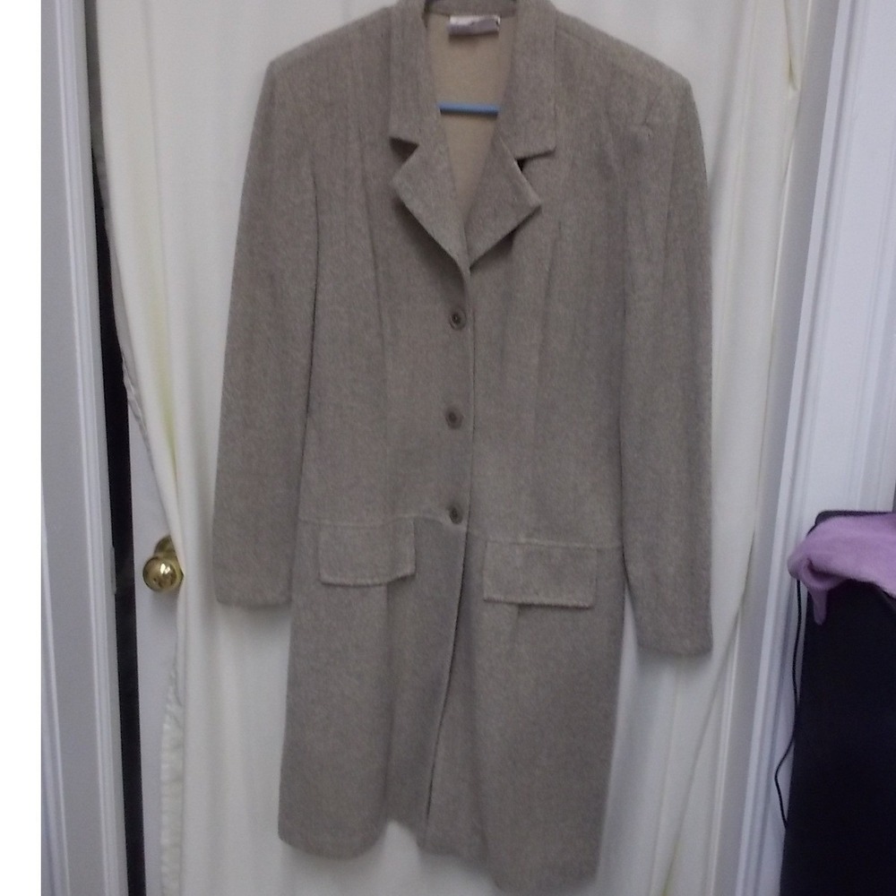 Cache Womens Longline Blazer Coat Oatmeal Heather Made in Canada Size 6